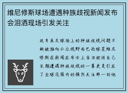 维尼修斯球场遭遇种族歧视新闻发布会泪洒现场引发关注